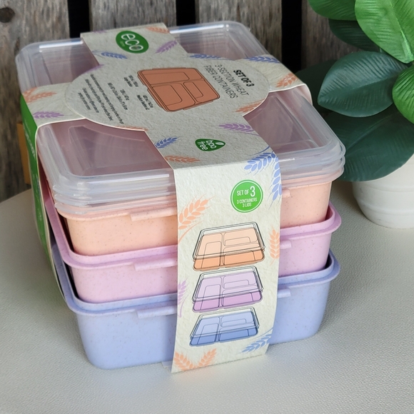 Eco-Friendly Plant Fiber Food Storage Containers - Pink Orange Purple - Picture 6 of 13